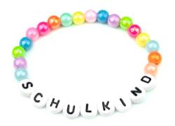 Milosa Kinder-Armband | Armband für Mädchen und Jungen, Perlenarmband mit Schulkind Aufschrift, Stretcharmband mit bunten Perlen, Geschenk für Einschulung und Schultüte, Kinderarmband von Milosa