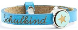 Milosa Schulkind Armband Blau | verstellbares Lederarmband mit Sternperle und Gravur, Handgefertigtes Armbändchen aus Leder, Geschenk für Schultüte, Einschulungsgeschenk für Junge und Mädchen von Milosa