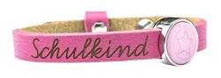 Milosa Schulkind Armband aus Leder (größenverstellbar), Armband zur Einschulung, Schultüte Inhalt, Schulanfang Geschenk, Farbe:Pretty Pink von Milosa
