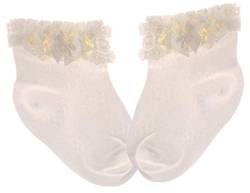 Milusie Frilly Babysocken Weiß Socken Creme Rüschen Strümpfe Baby und Kinder Fest 15-23 (68/74) von Milusie