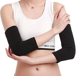 Milya Damen Elastische Ärmlinge Ärmel Atmungsaktiv, Baumwollen Armwärmer Anti-Rutsch Ellenbogenbandage, Armstulpen für Damen Schwarz M, 1 Paar von Milya