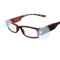 Milya Unisex Lesebrille Presbyopie Brille Sehhilfe Lesehilfe mit Licht Schwarz (2,0, Schwarz+Rot) von Milya