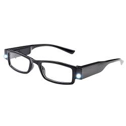 Milya Unisex Lesebrille Presbyopie Brille Sehhilfe Lesehilfe mit Licht Schwarz +2,0 von Milya