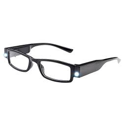 Milya Unisex Lesebrille Presbyopie Brille Sehhilfe Lesehilfe mit Licht Schwarz +2,5 von Milya