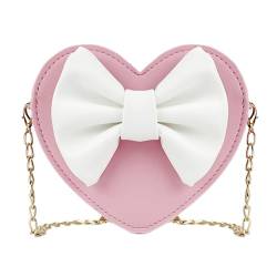 MilyaDE Süße Mädchen PU Leder Umhängetasche Herzförmig Schleife Prinzessin Mini Taschen, Kinder Cross Body Handtasche Schultertasche von Milya