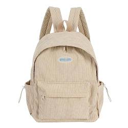 MilyaDE Cord Schulrucksack Reisen Causal Rucksackhandtsche Tagesrucksack Büchertasche Laptoptasche für Damen Mädchen Teenager, Beige von MilyaDE