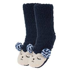 MilyaDE Damen Stoppersocken Kuschelsocken Mädchen Süße Bär Winter Flauschige Dicke Haussocken, Dunkelblau von MilyaDE