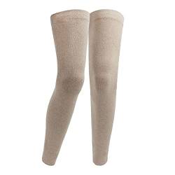 MilyaDE Lange Kaschmirimitat Beinwärmer Stulpen Overknee Gestrickte Strümpfe Legwarmers Beinstulpen Kniestrümpfe, L Beige von MilyaDE