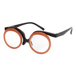 MilyaDE Make-Up Brille Lesebrille Schminkbrille Rotatable Flip Up Drehbare Presbyopie Sehhilfe Lesehilfe mit Stärke, D-Orange Schwarz 3,5 von MilyaDE