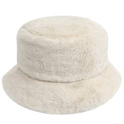 Mimfutu Winter Fischerhut Fluffy Bucket Hat für Damen Herren (Beige) von Mimfutu
