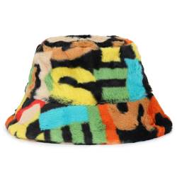 Mimfutu Winter Fischerhut Fluffy Bucket Hat für Damen Herren (Buchstaben) von Mimfutu