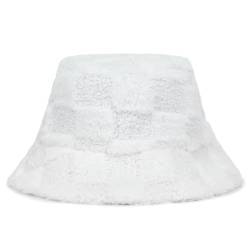 Mimfutu Winter Fischerhut Fluffy Bucket Hat für Damen Herren (Kariert Weiß) von Mimfutu