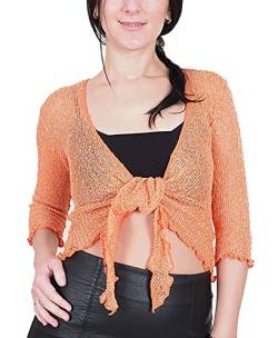 Mimosa Damen gehäkelter Bolero offener Cardigan Glitzer oder einfarbige super Dehnbare Spitzen-Fischnetz-Strickjacke Normal und Übergröße von Mimosa