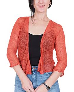 Mimosa Damen gehäkelter Bolero offener Cardigan Glitzer oder einfarbige super Dehnbare Spitzen-Fischnetz-Strickjacke Normal und Übergröße von Mimosa