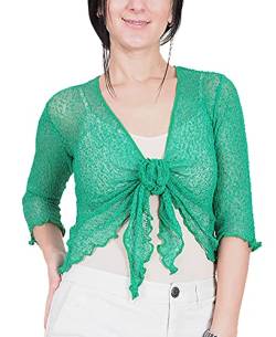 Mimosa Damen gehäkelter Bolero offener Cardigan Glitzer oder einfarbige super Dehnbare Spitzen-Fischnetz-Strickjacke Normal und Übergröße von Mimosa