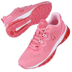 Minbei Damen Laufschuhe Turnschuhe Atmungsaktiv Sneaker Outdoor Fitnessschuhe Hallenschuhe Schnürsenkel Frauen Sportschuhe Flach Rosa 39 EU von Minbei