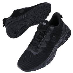 Minbei Damen Laufschuhe Turnschuhe Atmungsaktiv Sneaker Outdoor Fitnessschuhe Hallenschuhe Schnürsenkel Frauen Sportschuhe Flach Voll Schwarz 36 EU von Minbei