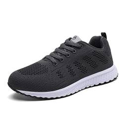 Minbei Damen Turnschuhe Hallenschuhe Atmungsaktiv Outdoor Fitnessschuhe Laufschuhe Schnürsenkel Frauen Sportschuhe Flach, Voll Grau 37 EU von Minbei