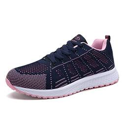 Minbei Damen Turnschuhe Hallenschuhe Atmungsaktiv Outdoor Fitnessschuhe Laufschuhe Schnürsenkel Frauen Sportschuhe Flach Blau 35 EU von Minbei