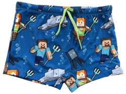 Minecraft Badehose mit elastischem Bund und Kordelzug (DE/NL/SE/PL, Numerisch, 116, Regular, blau) von Minecraft