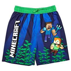 Minecraft Badeshort Badehose Scwimmhose Jungen Creeper (116, Blau) von Minecraft