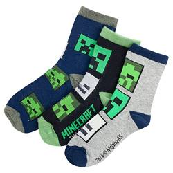 Minecraft Creeper Socken 3er Pack (Blau, 27-30) von Minecraft