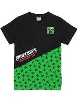 Minecraft Hemd Jungen Kinder Creeper Kurzarm Schwarz Top Merchandise 8-9 Jahre von Minecraft