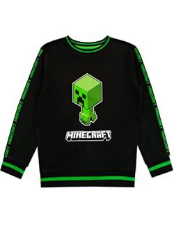Minecraft Jungen Creeper Sweatshirt Schwarz 134 von Minecraft
