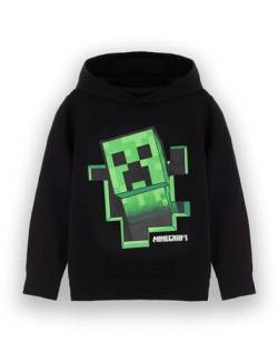 Minecraft Jungen Kapuzen-Sweatshirt | Kinder & Jugendliche Schwarzer Grafik-Kapuzenpullover | Game Sprite Jumper Creeper Block Pop Out Sweatshirt | Gamer Merchandise Geschenk für Ihn von Minecraft