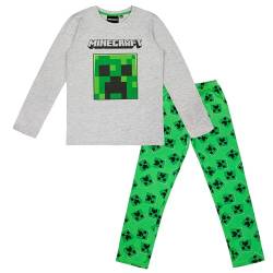 Minecraft Jungen Pyjama Schlafanzug lang (146, Grau 1) von Minecraft