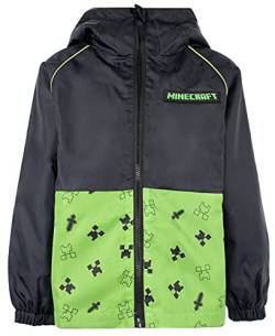 Minecraft - Jungen Regenjacke - Outdoor 100% wasserdichte Jacken mit Kapuze - Kinder Regenmantel - Grün / Schwarz Regenmantel Jungen Kleidung - Alter 11-12 Jahre von Minecraft
