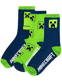 Minecraft Jungen Socken Packung mit 3 Creeper Mehrfarbig 24-26 von Minecraft