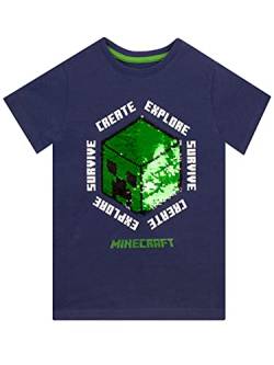 Minecraft Jungen T-Shirt Creeper Blau 110 von Minecraft