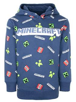 Minecraft – Kleidung – gemusterter Hoodie für Jungen – 100% Baumwolle, Marineblauer Hoodie – Creeper-Hoodie Geschenke – Marineblau (7–8 Jahre) von Minecraft