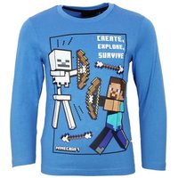 Minecraft Langarmshirt Minecraft Steve Skelett Kinder Jungen Langarm Shirt Gr. 116 bis 152, 100% Baumwolle von Minecraft