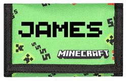 Minecraft - Personalisierter Geldbeutel für Kinder - Grüner Geldbeutel für Videospiele - Ihr Name in Pixelschrift - Minecraft Geschenke - Offizielle Minecraft Merchandise von Minecraft