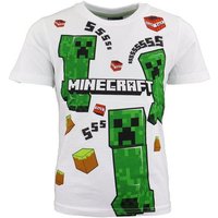 Minecraft Print-Shirt Minecraft Creeper White Kinder jungen T-Shirt Gr. 116 bis 152, 100% Baumwolle von Minecraft