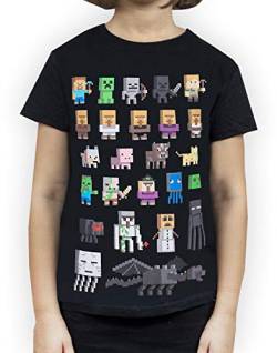 Minecraft Sprites Mädchen Schwarz Kurzarm T-Shirt Kids Gamer Tee 11-12 Jahre von Minecraft