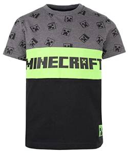 Minecraft - T-Shirt - Grau und Schwarz Creeper T-Shirt - 100% Baumwolle Kleidung - Kinder Kleidung - Jungen Kleidung - Geburtstag Junge Geschenke - Alter 5-6 Jahre von Minecraft
