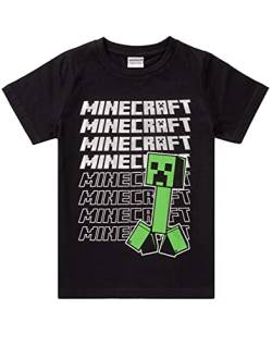 Minecraft T-Shirt Jungen Creeper Kurzarm Schwarzes Spiel Top 9-10 Jahre von Minecraft