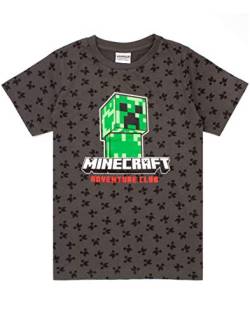 Minecraft T-Shirt Jungen Kids Creeper Kurzarm Graue Top-Ware 11-12 Jahre von Minecraft