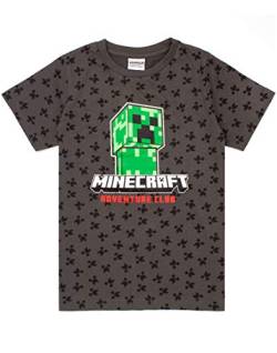 Minecraft T-Shirt Jungen Kids Creeper Kurzarm Graue Top-Ware 7-8 Jahre von Minecraft