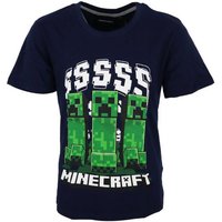 Minecraft T-Shirt Minecraft Creeper Kinder Jungen kurzarm Shirt Gr. 116 bis 152, 100% Baumwolle, Dunkelblau von Minecraft