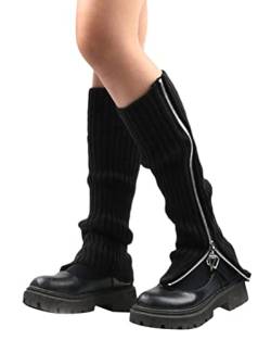 Minetom 1 Paar Stulpen Damen Lolita Stulpen Leg Warmers Beinwärmer Winter Beinstulpen Stricken Legwarmers Gothic Stiefel Boot Abdeckung Für Studenten Mädchen B Schwarz Einheitsgröße von Minetom