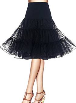 Minetom 1950 Petticoat Reifrock Unterrock Petticoat Underskirt Crinoline für Rockabilly Kleid Schwarz EU M von Minetom