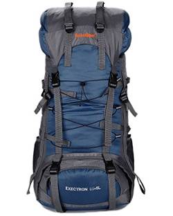 Minetom 70L Unisex Erwachsene Rucksack Camping Wandern Reisen Trekkingrucksäcke Wanderrucksäcke Taktischer Nylon Rainproof (Blau) von Minetom