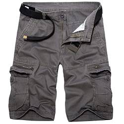 Minetom Cargo Shorts Herren Sommer Chino Kurze Hosen Jogger Cargo Hose Kurze Bermuda Shorts Sporthose Für Freizeit Sport Jogging A Dunkelgrau 4XL von Minetom