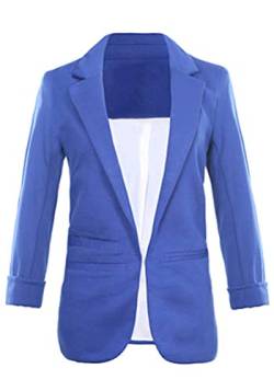 Minetom Damen Elegant 3/4 Ärmel Blazer Sakko Slim Fit Tailliert Geschäft Büro Einfarbig Anzüge Business Jacke Mantel Z Blau M von Minetom