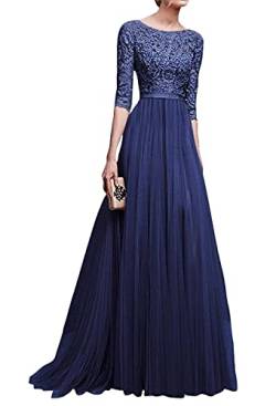 Minetom Damen Elegant Chiffon Lang Kleid Abendkleider Partykleider Festkleider Brautjungfer Cocktailkleid Blau DE 38 von Minetom