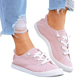 Minetom Damen Freizeit Studenten Segeltuchschuhe Flache Schuhe Schnüren Atmungsaktiv Sport Schuhe Spitzen Up Plateauschuhe B Rosa 40 EU von Minetom